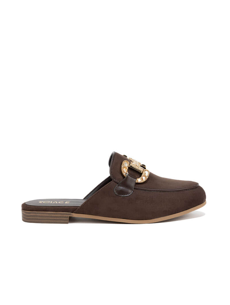 Mules plates à boucle